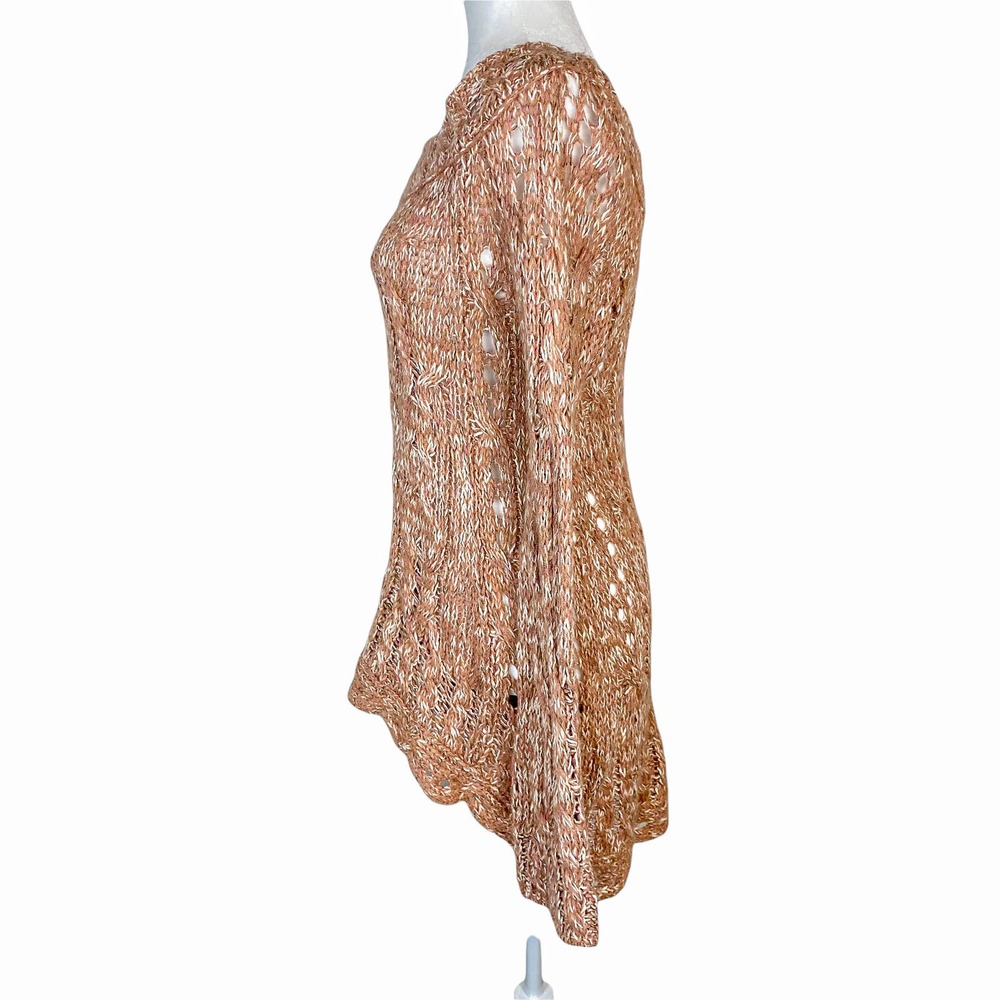 Free People Sweater Top Pink Crochet Oversized Bell Sleeve Sweater Size Small - Picture 5 of 9